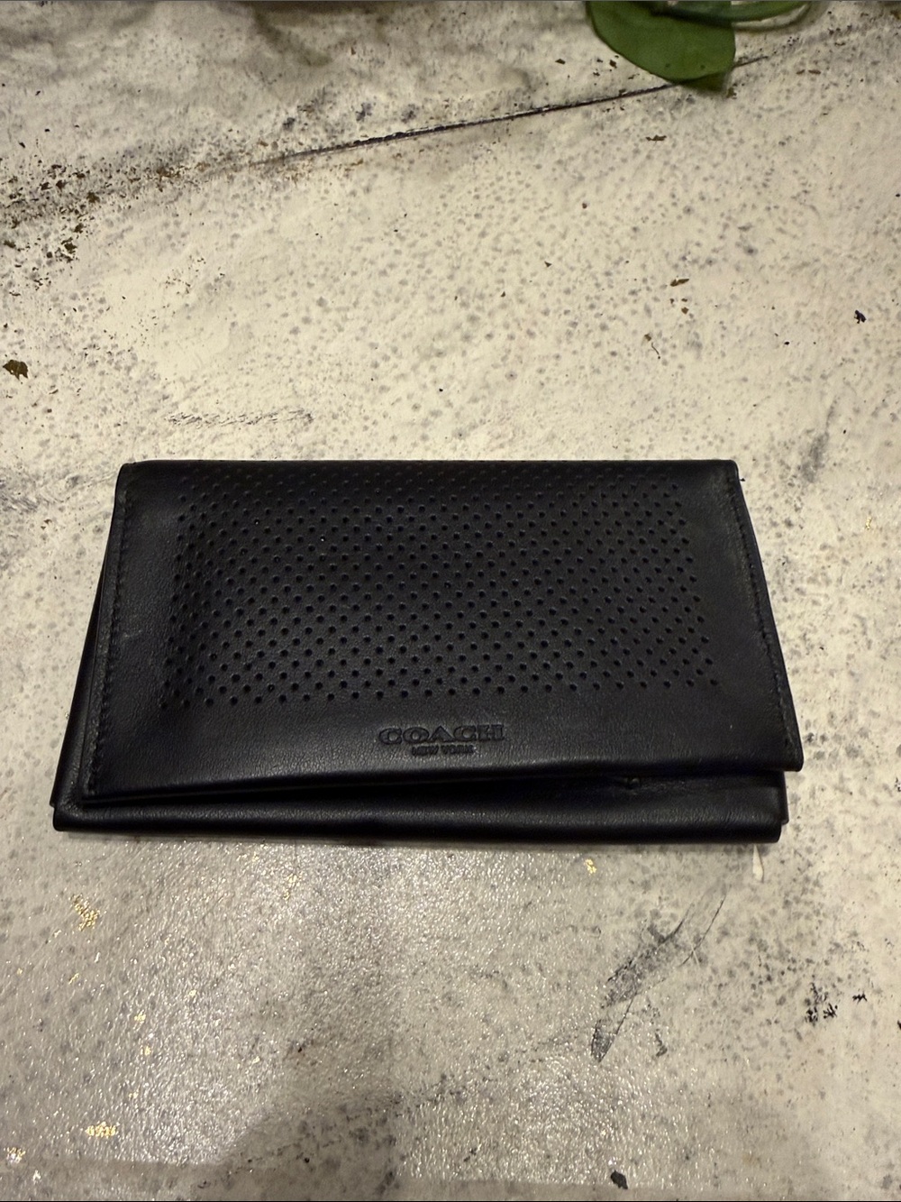 Coach Black Perforated Leather phone case and Card Holder